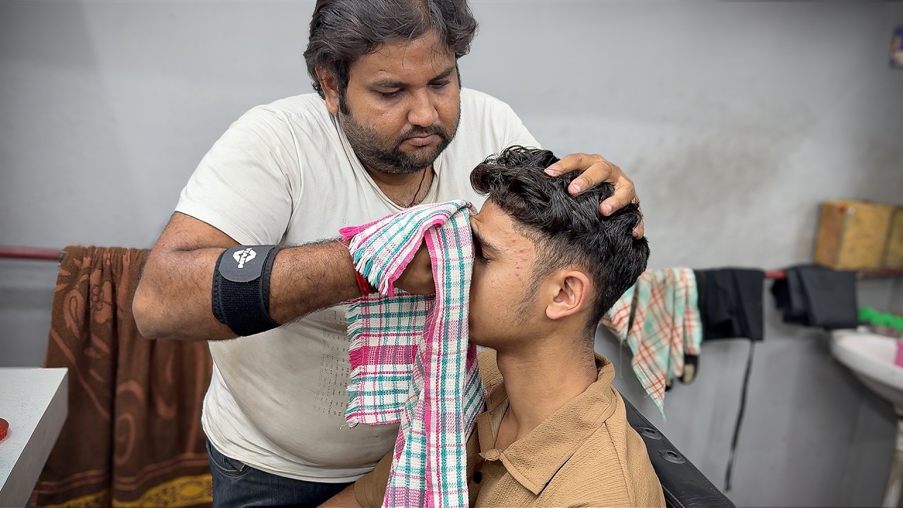 Shamboo Barber Head Massage With RELAXING Ear Cleaning | Skin, Hair Crack | ASMR Gautam