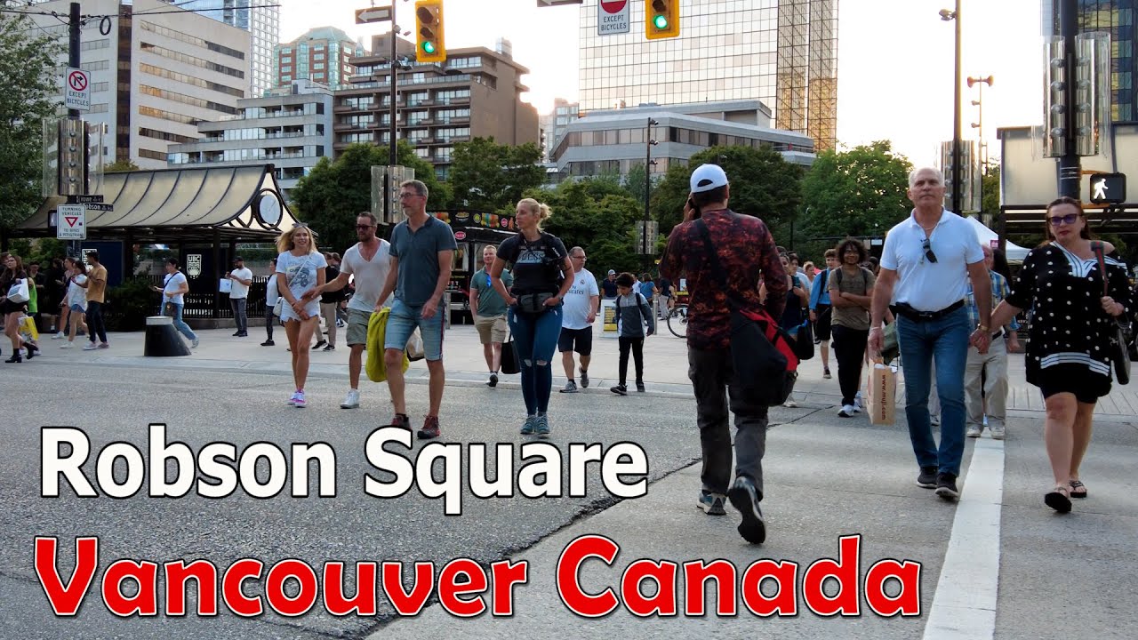 4K Vancouver Walk Tour  - on Granville and Robson in summer 2023 - Life in the city
