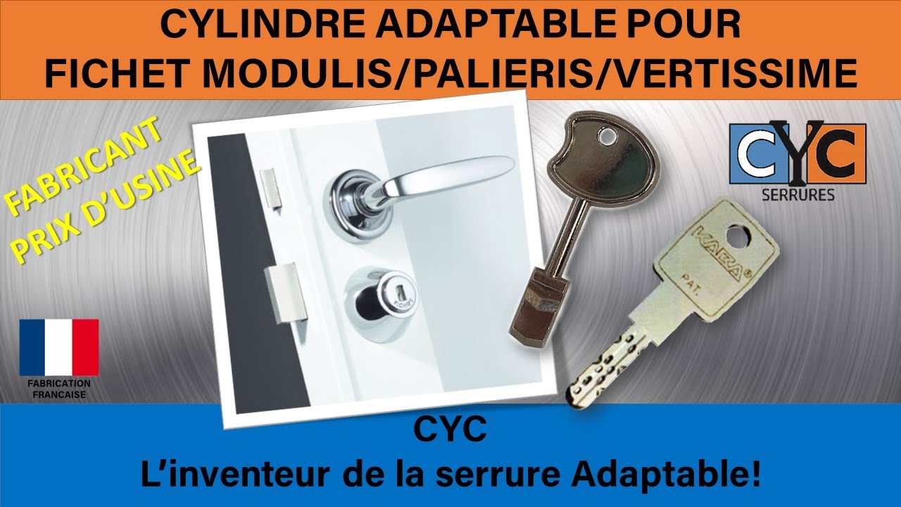 clé KABA EXPERT sur serrure FICHET MODULIS remplacée par un cylindre adaptable CYC DÉBRAYABLE