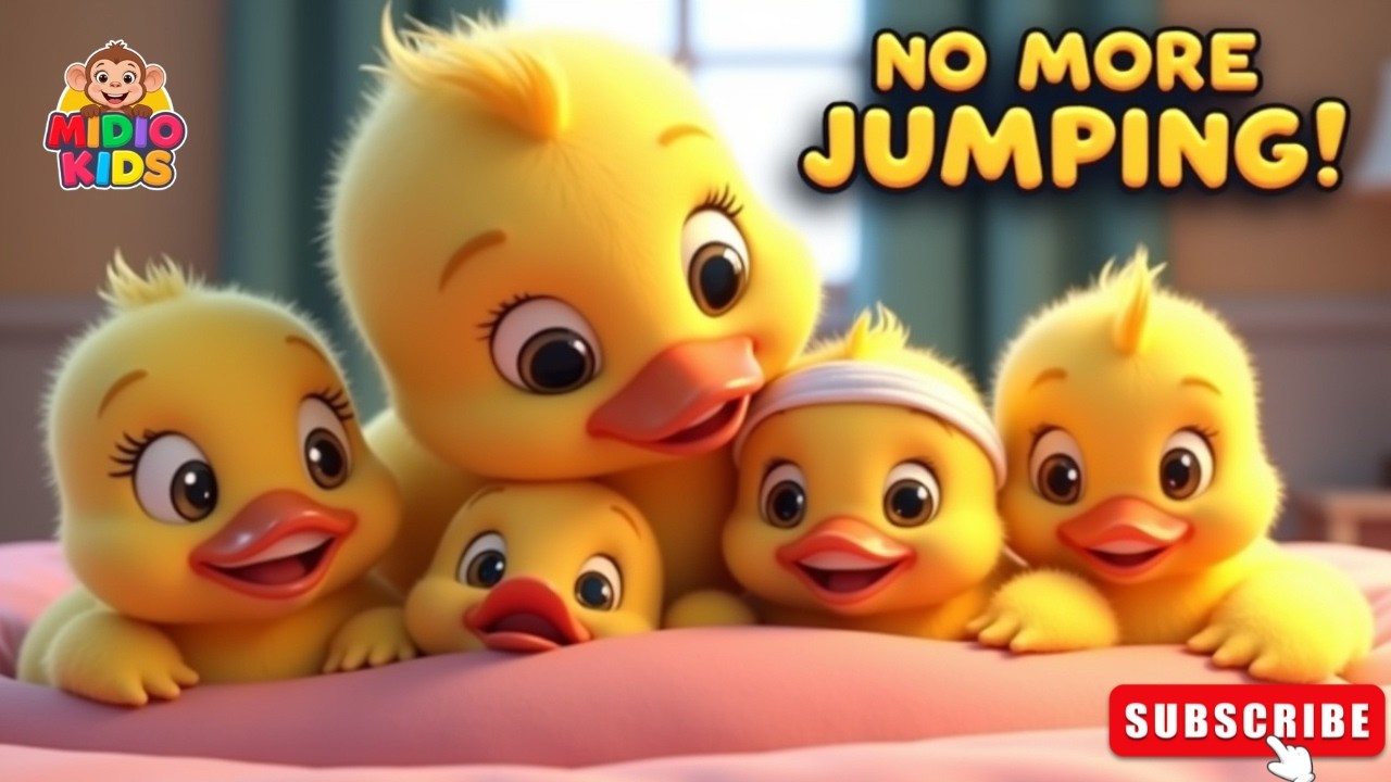 Kids Cartoon | Five Little Ducks Jumping on the Bed | Nursery Rhymes for Kids #fivelittleducks #uk