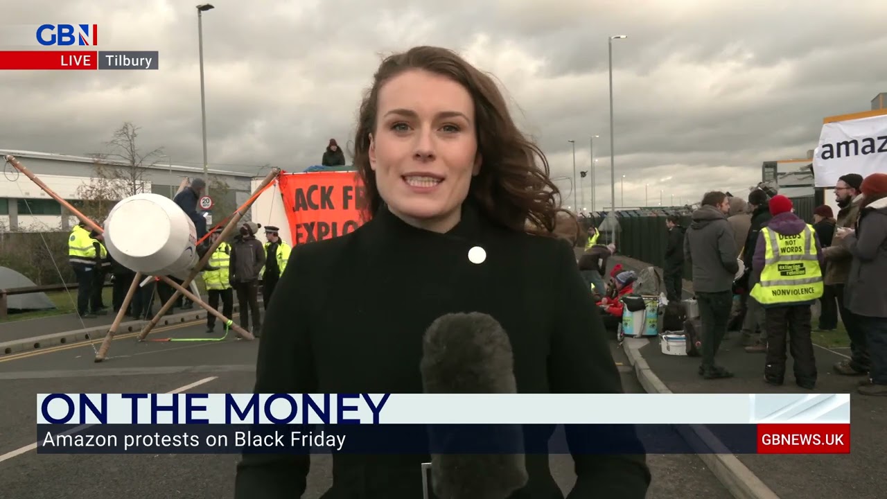Extinction Rebellion blockades Amazon&rsquo;s largest UK warehouse, holding a Black Friday demonstration