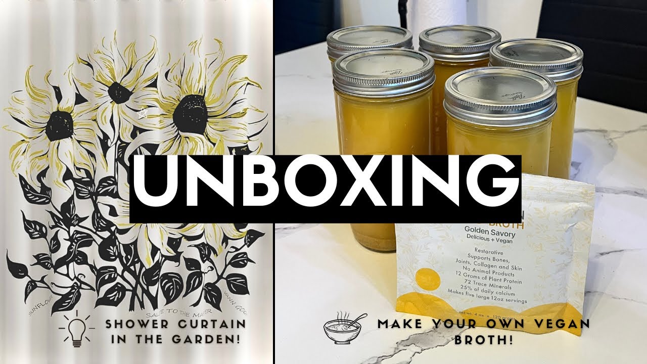 Boon Broth! Vegan Plant Based Cooking Staple + Shower Curtains for the Garden?! Let&rsquo;s Unbox! 📦