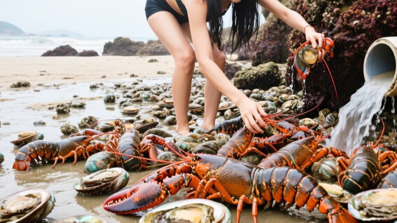 The Abalone Is Bigger Than My Palm, It's So Delicious, And I Accidentally Found A Big Lobster
