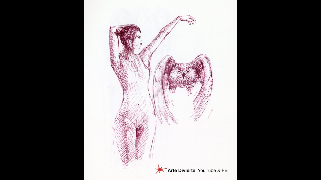 CÓMO DIBUJAR UNA BAILARINA Y BÚHO - Con tinta