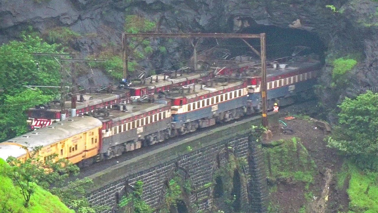 2 in 1 Trains on Foggy Afternoon in Bhor Ghat