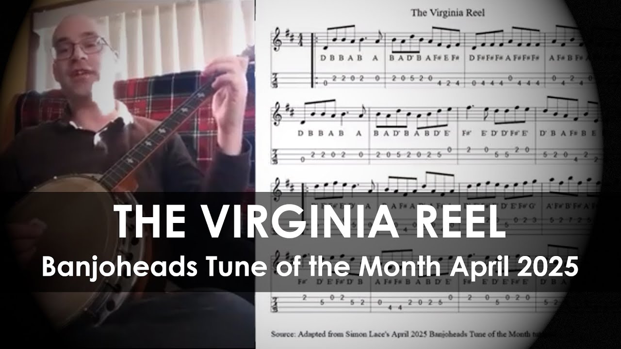 Virginia Reel on Irish tenor banjo, slower then faster, notes and tab