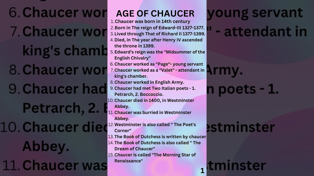 AGE OF CHAUCER, UG trb English