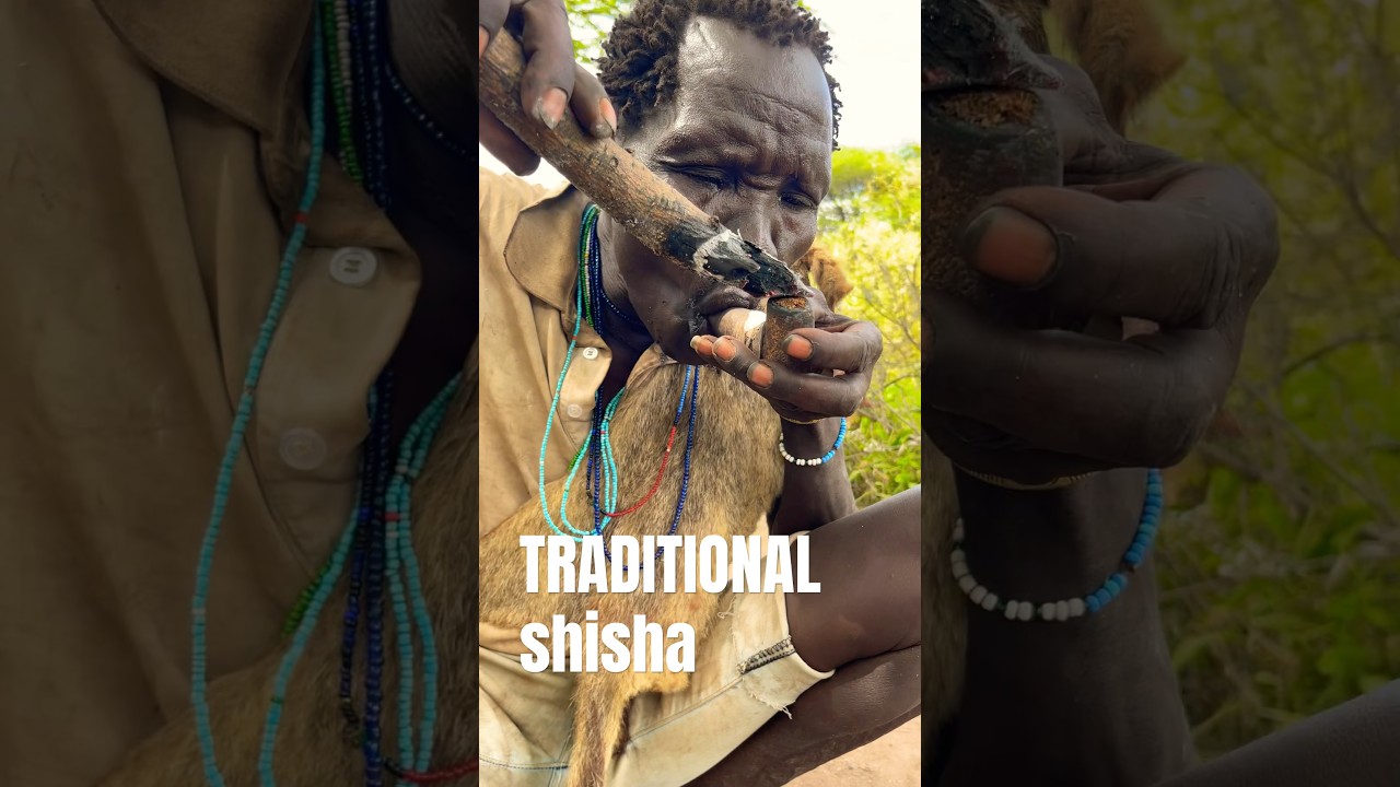 Old Is Gold - Hadzabe Elder Smoking Tabacco By Using Traditional tree Shisha #hadzabetribe #african