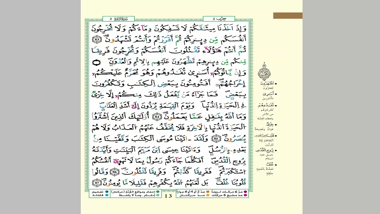 الثمن 1 من الحزب 2 مكرر 7 مرات من المصحف المصور برواية ورش عن نافع للقارئ الشيخ العيون الكوشي