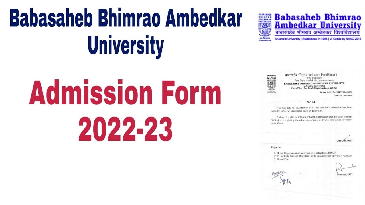 Babasaheb Bhimrao Ambedkar University Admission form 2022 fees, eligibility criteria, cut off 2022