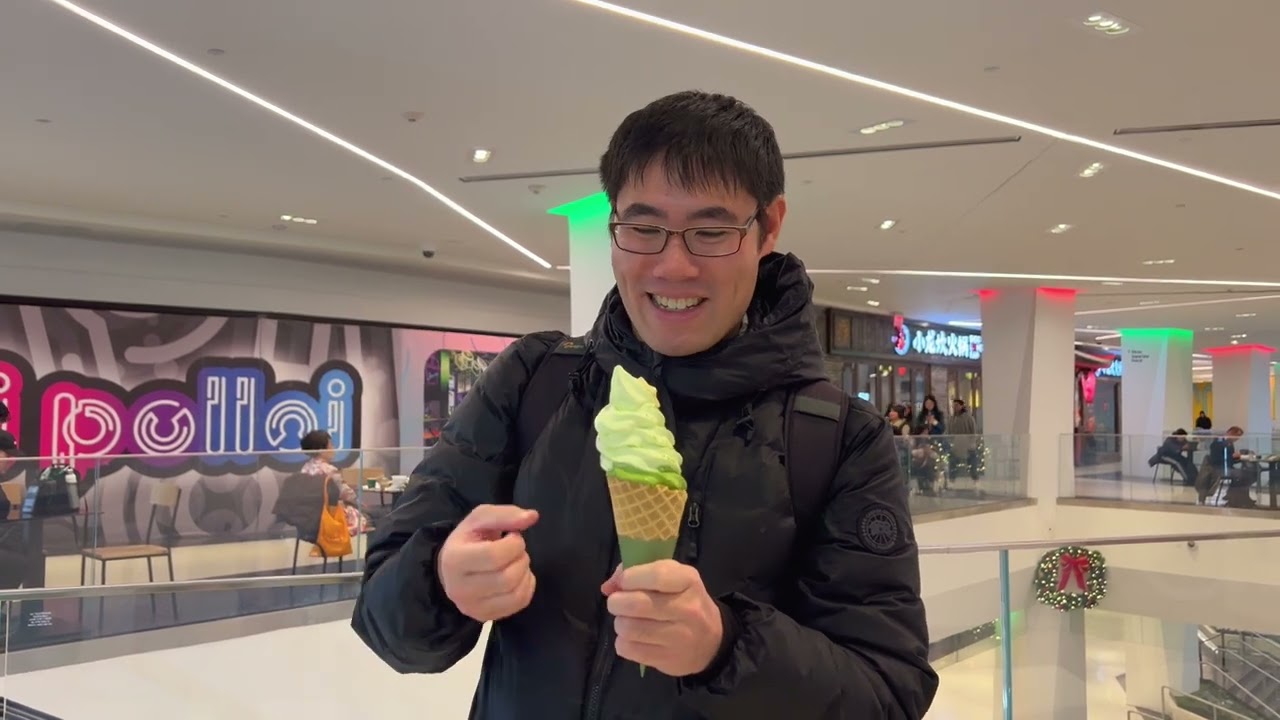 Eating Premium Matcha Ice Cream at Tangram Shopping Mall - Flushing, Queens
