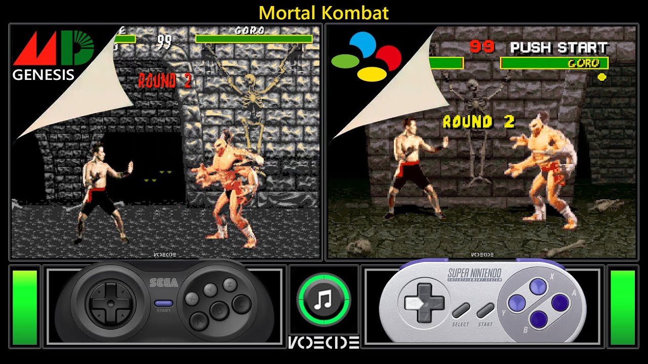 Mortal Kombat (Sega Genesis vs SNES) Real Hardware Comparison