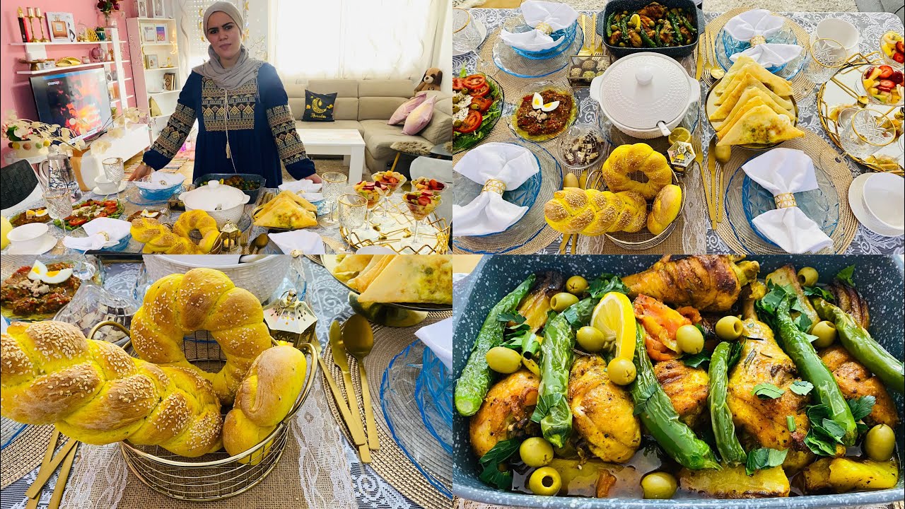 مائدة افطار أول يوم رمضان 🌙 شربة شعير بالحوت👩‍🍳 مصلي كوشة👩‍🍳حبز مبسس👩‍🍳ملسوقة👩‍🍳سلاطة غلة