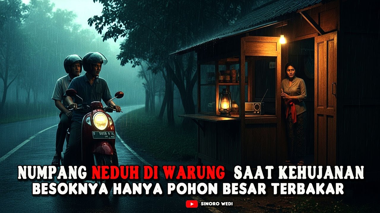 NUMPANG TEDUH DI WARUNG KAYU SAAT KEHUJANAN. BESOKNYA HANYA POHON BESAR BEKAS TERBAKAR