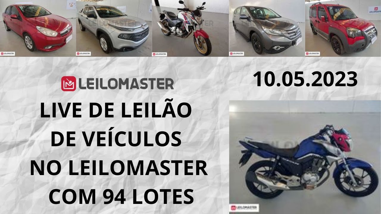 LIVE DE LEIL&Atilde;O DE VE&Iacute;CULOS NA LEILOMASTER  COM 94 LOTES 10.05.2023
