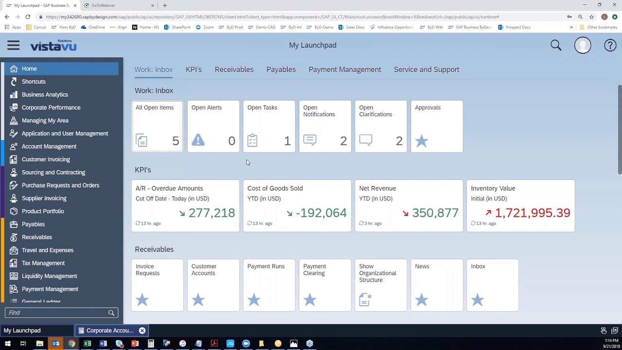 SAP Business ByDesign Basic Navigation