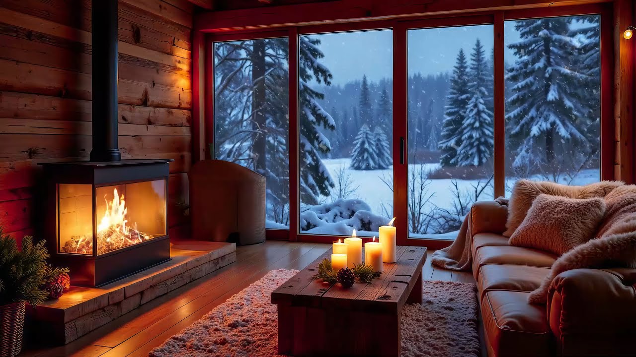 Cozy Room Ambience with Fireplace & Winter Snow | Soothing Sounds for  Relaxation