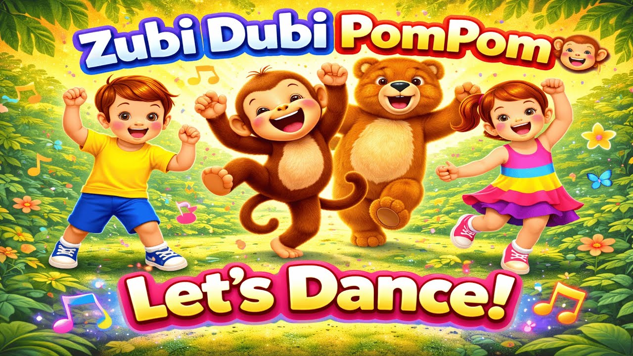 Zubi Dubi PomPom 🐵 | Dance Song for Babies | Fun Action Song for Kids