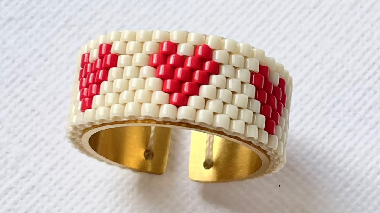 Cómo realizar anillo en técnica peyote/ anillo sobre base en acero❤️