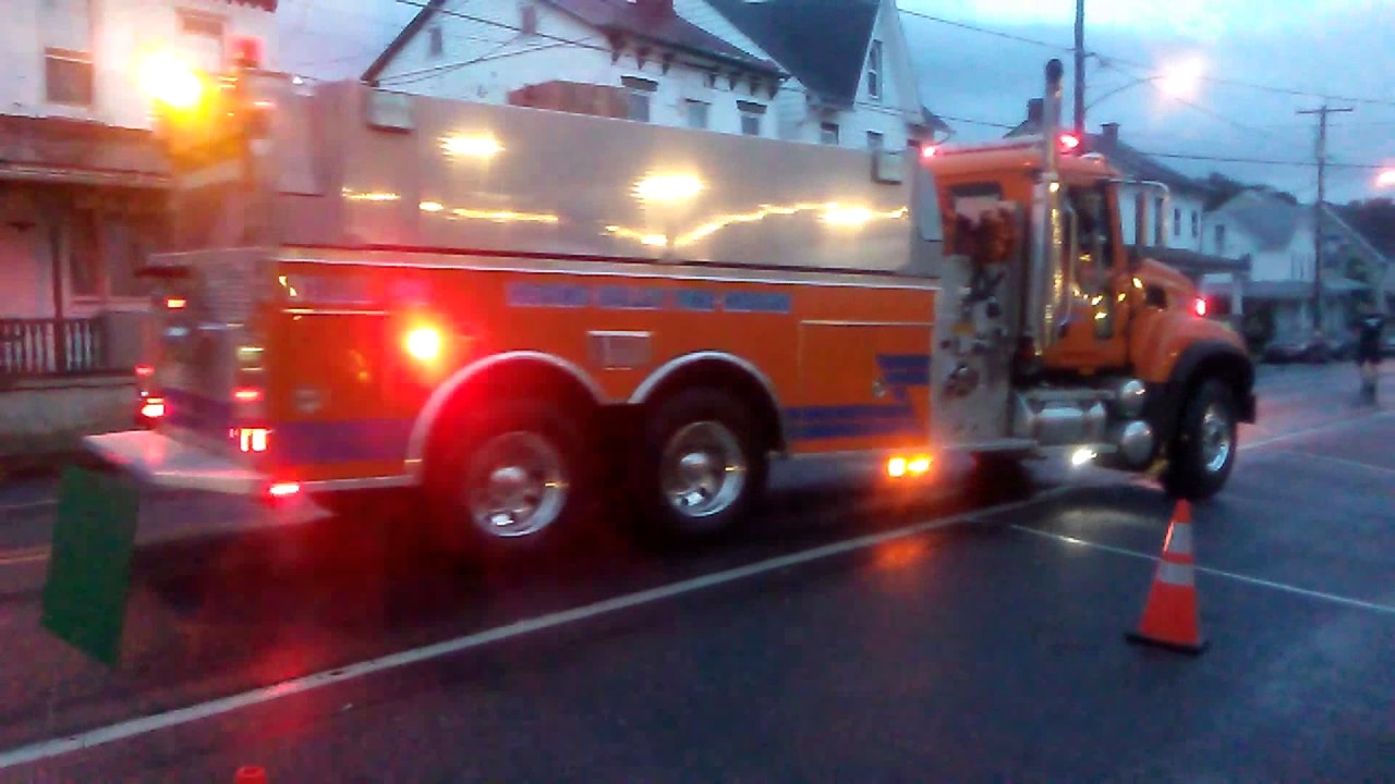 Apparatus leaving Shartlesville firemen's parade & block party 2017