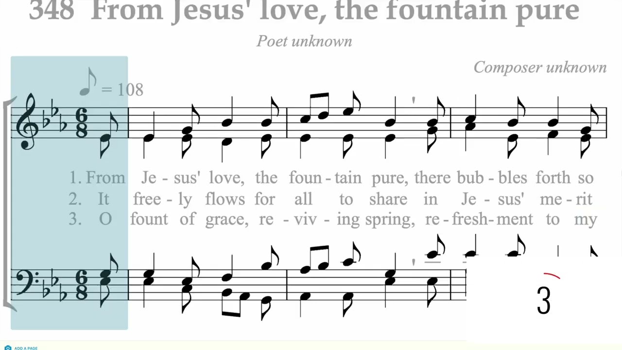 Hymnal 348 From Jesus love, the fountain pure