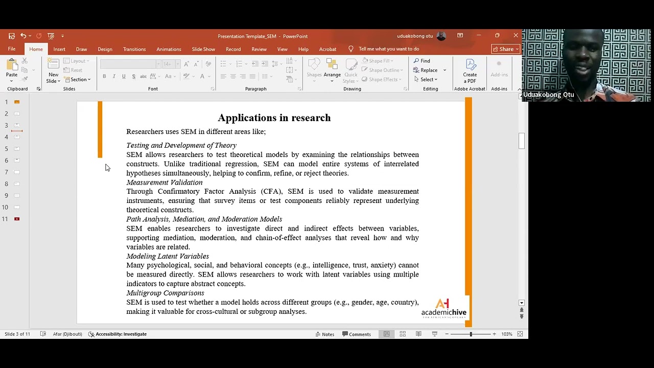 Part 2: Overview of SEM (by Uduakobong Otu)