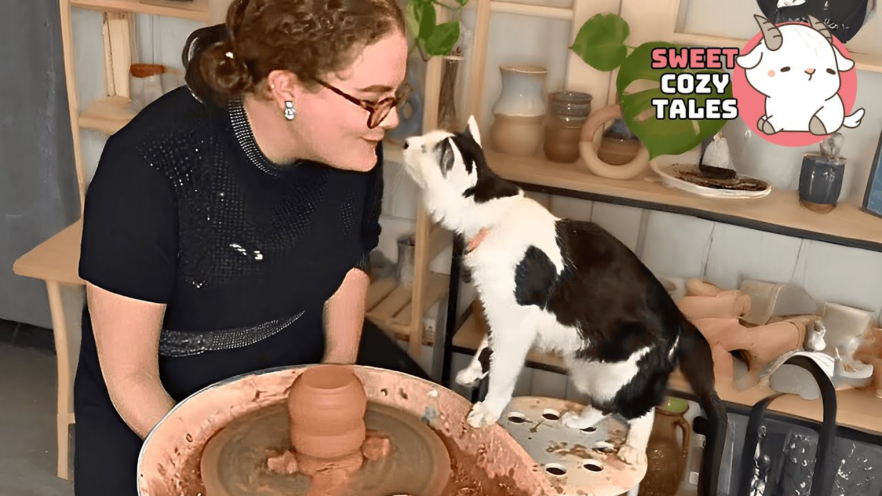 Every Time I Turn On the Pottery Wheel, This Cat Appears