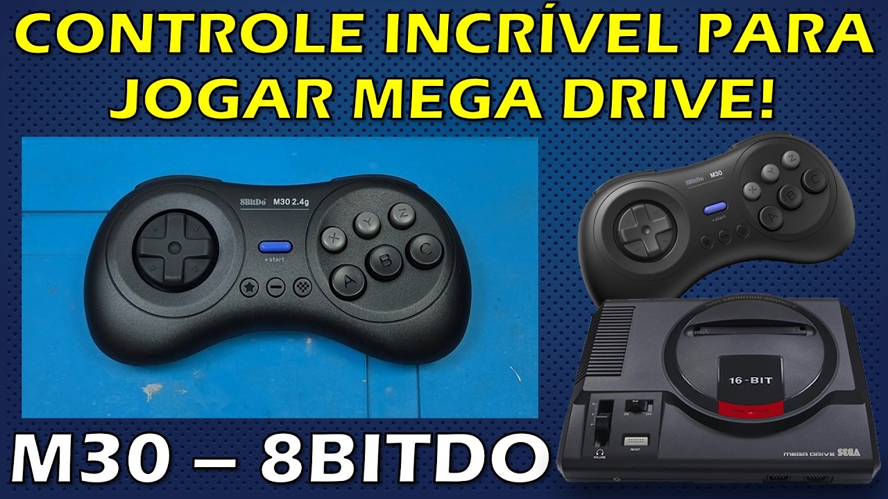 O MELHOR CONTROLE SEM FIO PARA JOGAR MEGA DRIVE - M30 8BITDO! REVIEW E UNBOXING