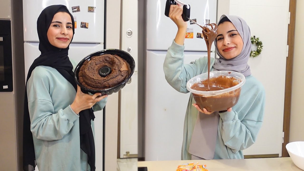 عملت كيكه يوم ميلادي وفاجأت نفسي🥳كيكة مع صوص الشكلاتة 🎂
