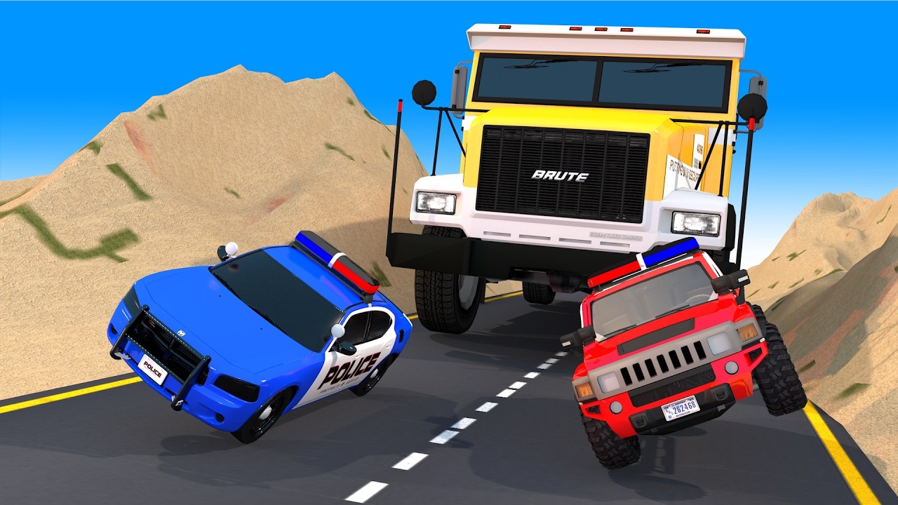 McQueen and the Police Car Chased by a Giant Monster on the Bridge – Can They Escape?