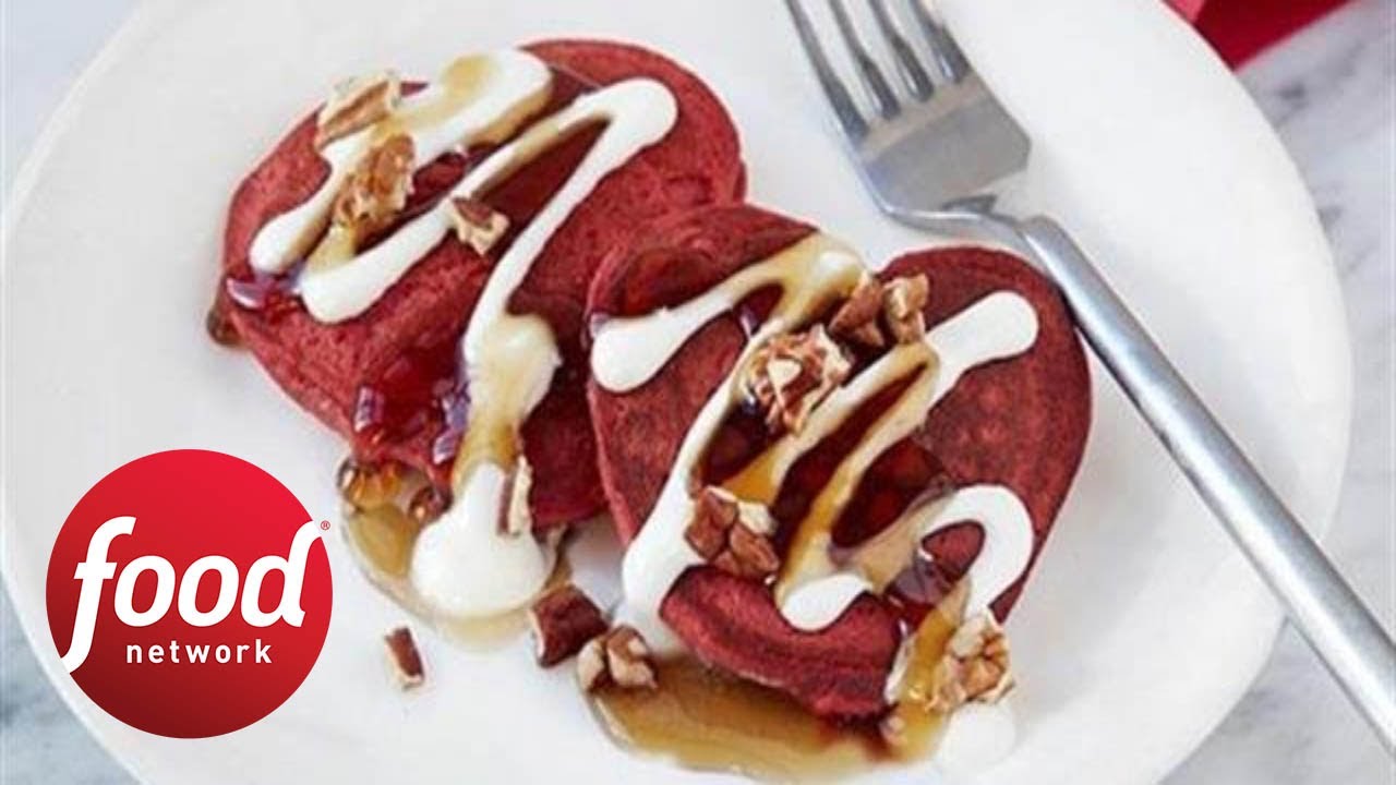 Red Velvet Heart Pancakes | Food Network