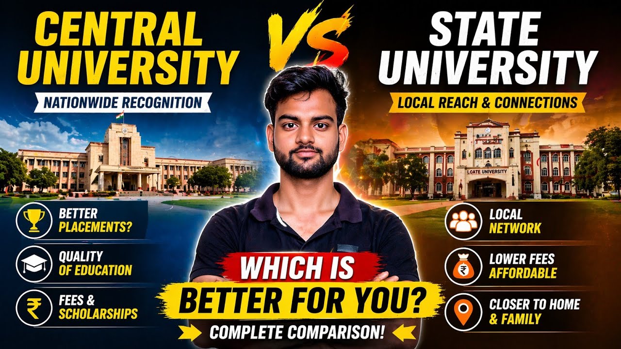 Central University vs State University | Complete Comparison for CUET, Admissions, Fees, Placement 