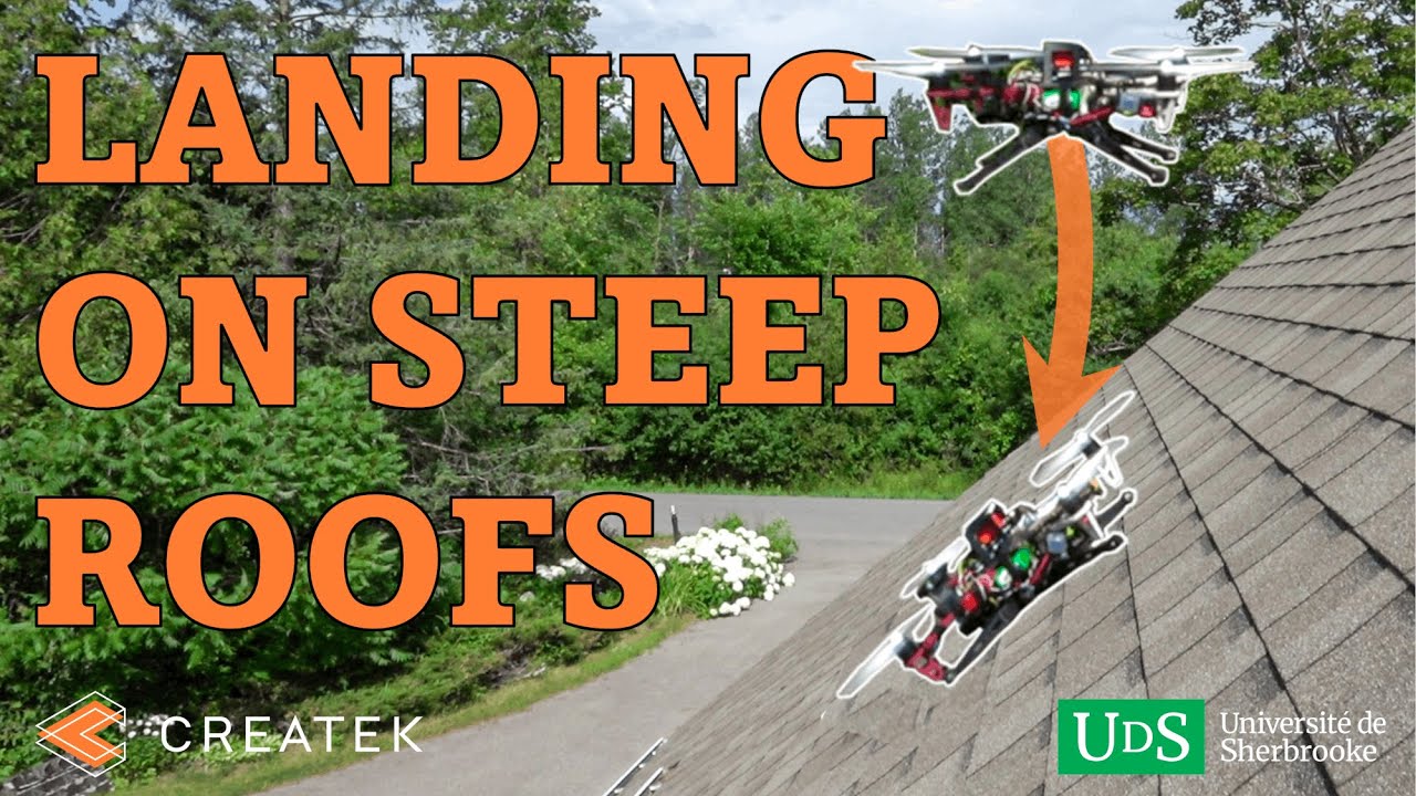 Fast Multirotor Landings on Steep Roofs using Friction Shock Absorbers and Reverse Thrust