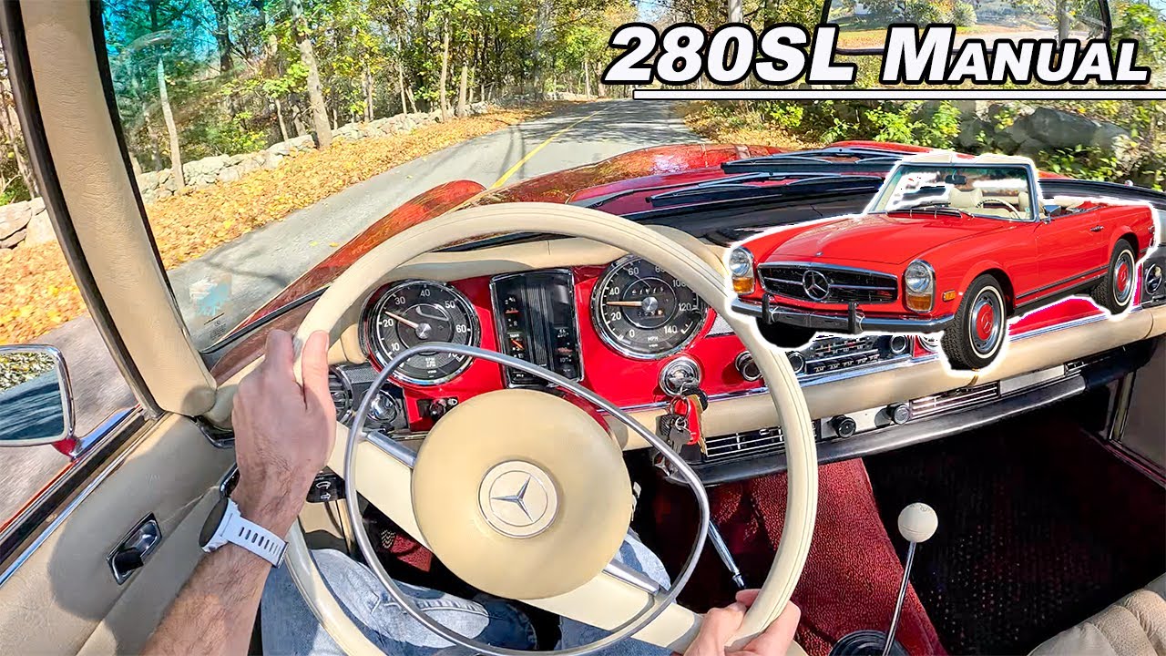 Mercedes-Benz 280SL 1971 года с ручным управлением — немецкий рядный 6-цилиндровый двигатель с от...