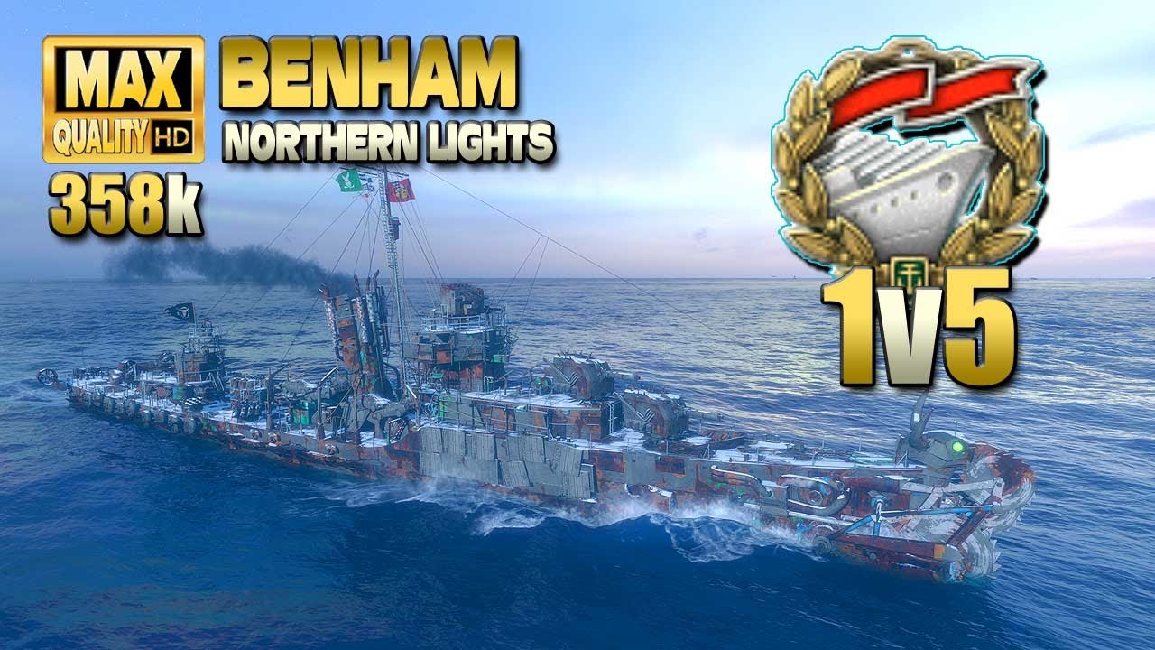 Эсминец «Бенхэм» в одиночку против пяти линкоров — World of Warships