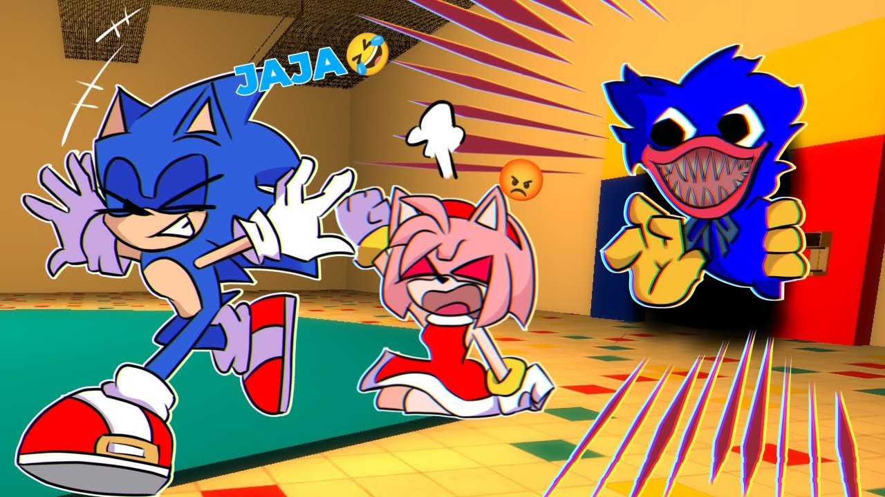 SONIC Y AMY INTENTAN ESCAPAR DE HUGGY WUGGI DE POPP PLAYTIME 😱🤣 Garry´s Mod