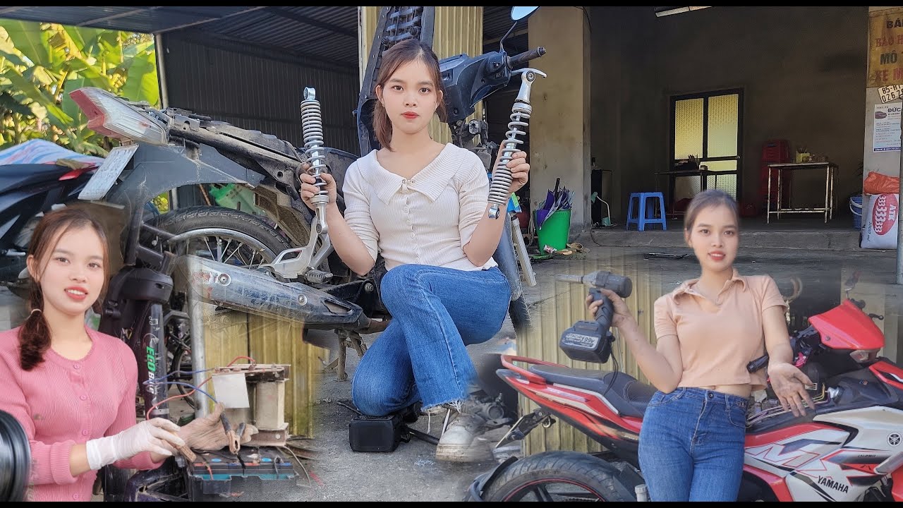 Full video: talented repair girl. Restore broken electric vehicles and motorbikes to help villagers
