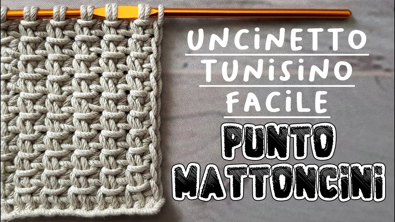 uncinetto tunisino facile: punto mattoncini