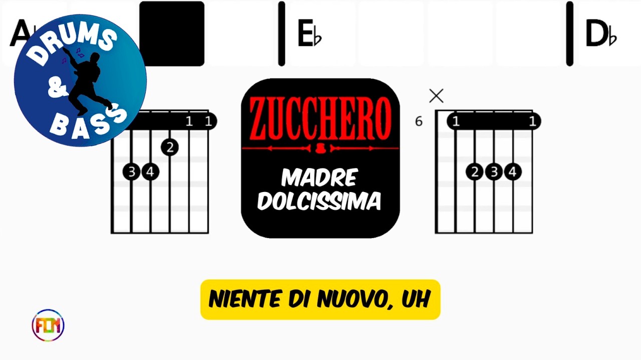 Zucchero - Madre Dolcissima • Bass & Drums | Scrolling Guitar Chords & Lyrics
