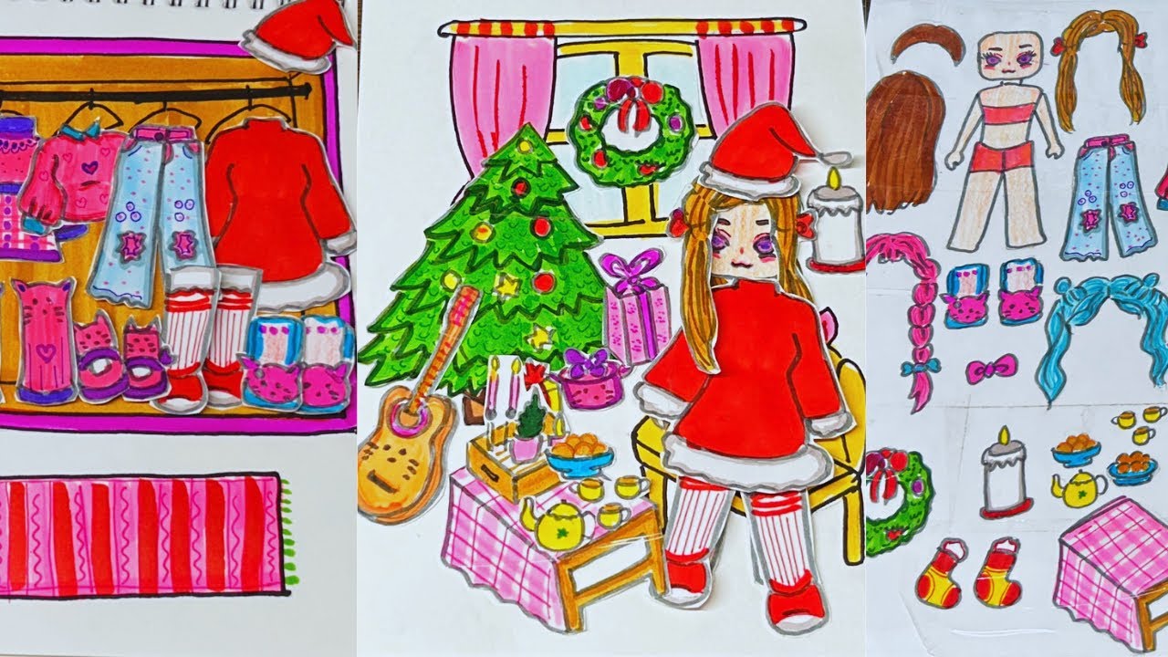 🎀Paper diy 🎀Roblox paper doll  Christmas dress up …..tutorial/ no music compilation ASMR 