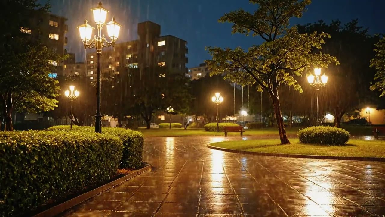 5 Hours of Relaxing Night Rain – City Lights & Sleep Sounds