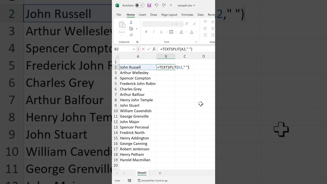 TEXTSPLIT in Excel