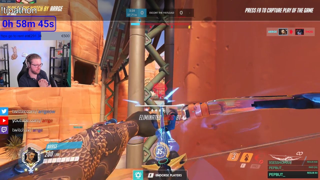 POTG! 19K DMG! ARRGE HANZO GAMEPLAY OVERWACTH SEASON 36