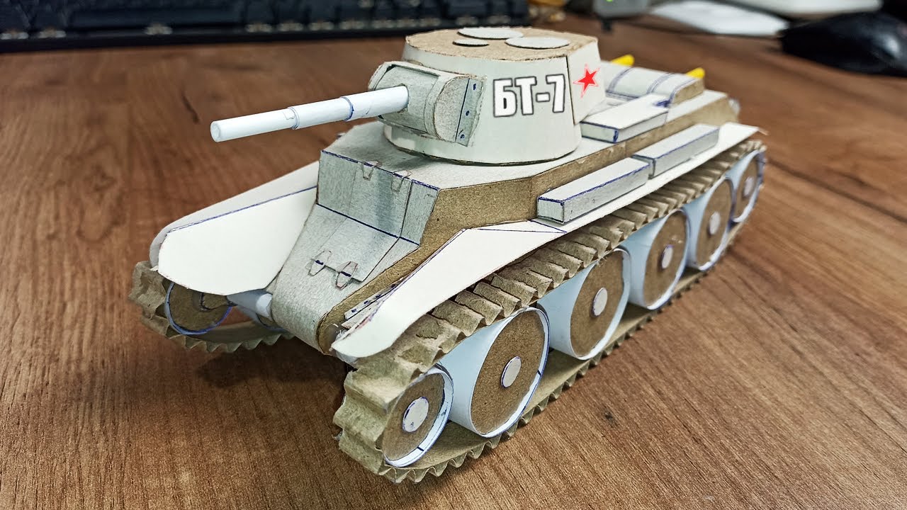 Как сделать Танк БТ-7 из картона с Подвижной Башней