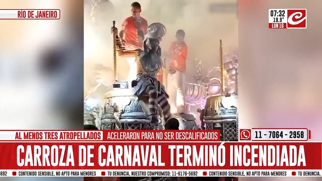 Panico en el Carnaval de Río: carroza se incendió y atropelló a varias personas