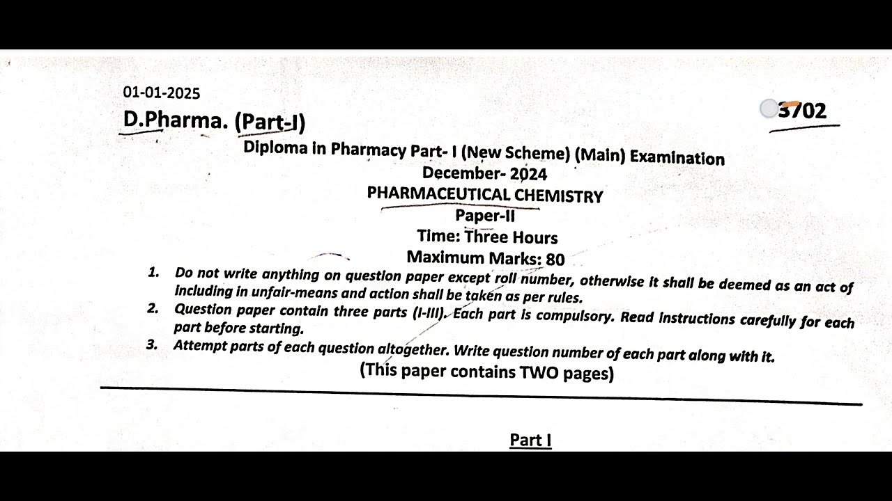 Pharmaceutical Chemistry d pharm 1st year previous year question paper Easy way Rajasthan