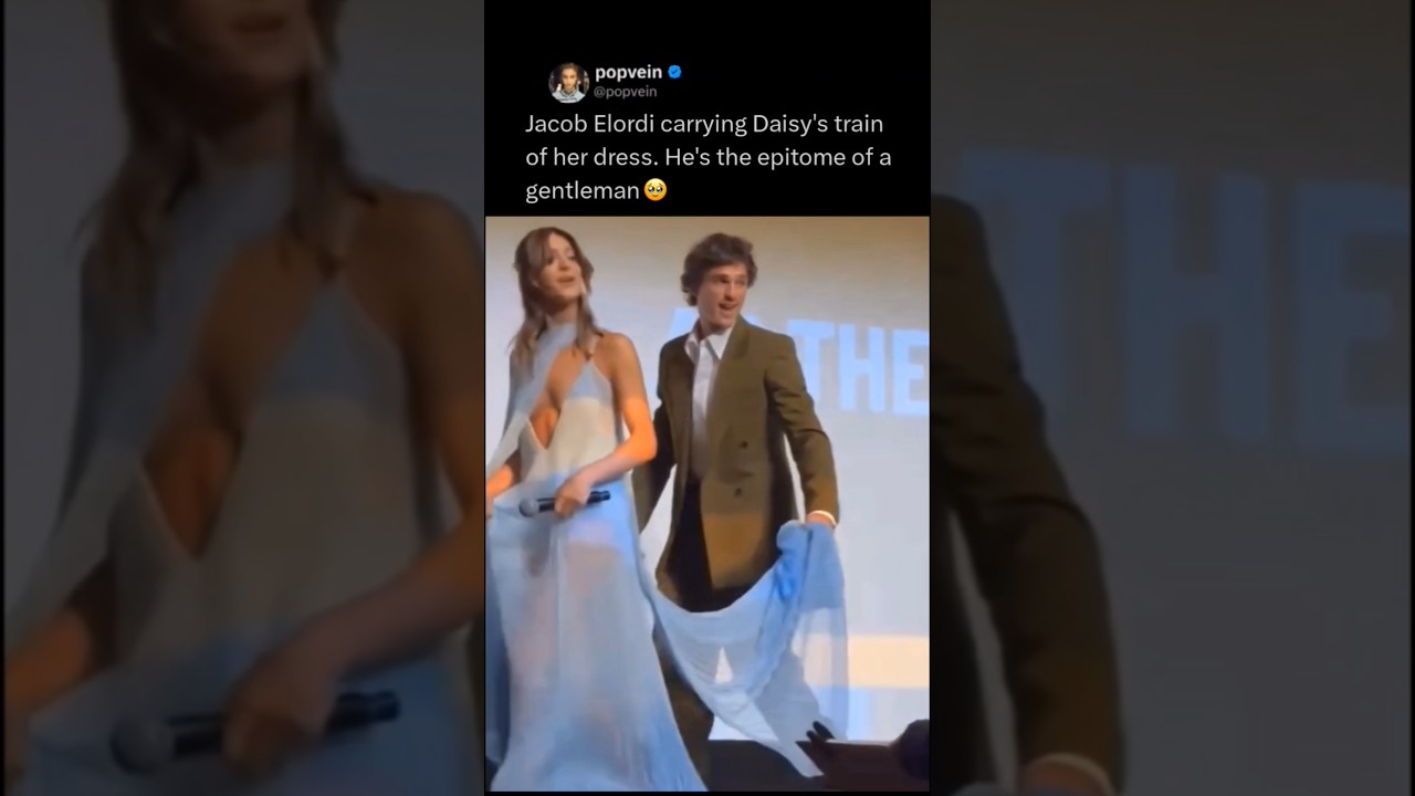 Jacob Elordi carrying Daisy Edgar Jones train of her dress. He's the epitome of a gentleman 🥹