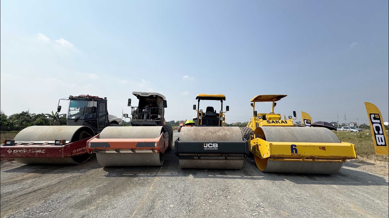 MICO JCB l Kiểm tra thực tế độ đầm chặt của xe lu rung JCB 116D cùng HAMM, SAKAI, DYNAPAC (Ngày 1)