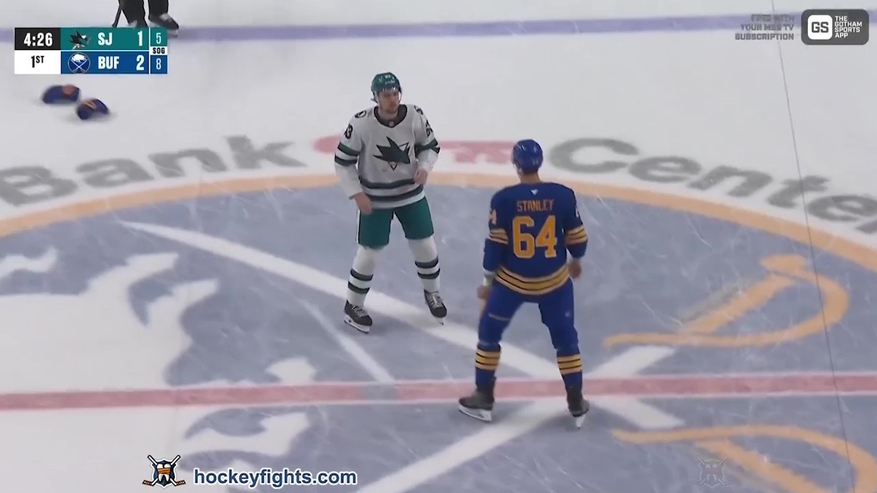 Zack Ostapchuk vs Logan Stanley | Sharks vs Sabres | Mar 10, 2026