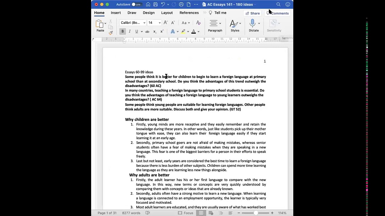 Language Essay discussion class 1 March